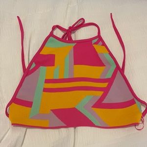 Zara backless color block neon top